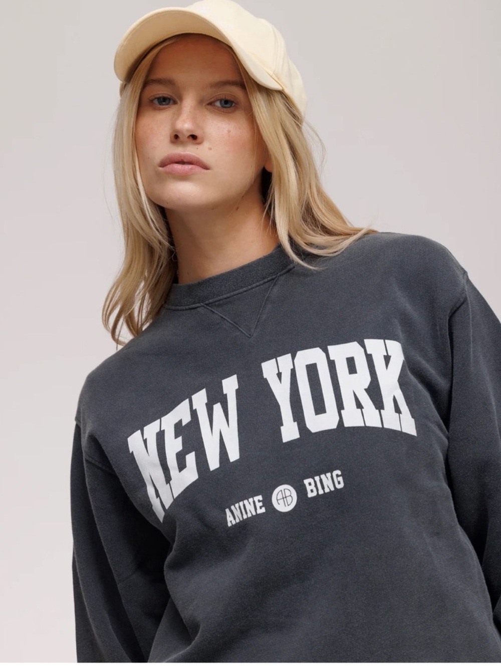 Anine Bing Ramona University New York Sweatshirt Washed Black Size Medium